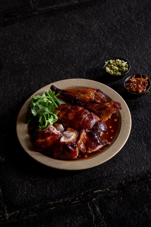 meimei's roast duck, plated